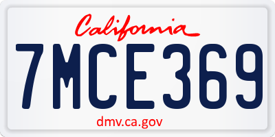 CA license plate 7MCE369