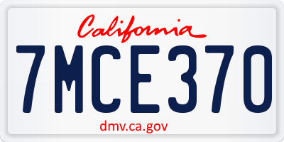 CA license plate 7MCE370