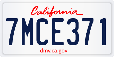 CA license plate 7MCE371