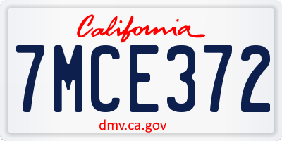 CA license plate 7MCE372