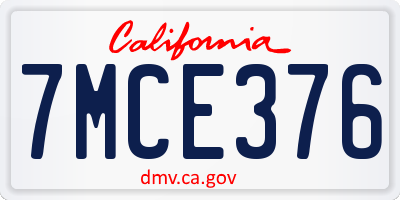 CA license plate 7MCE376