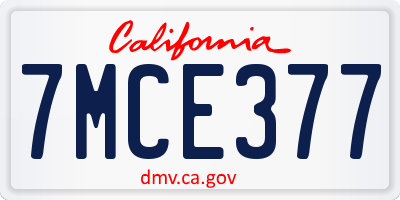 CA license plate 7MCE377