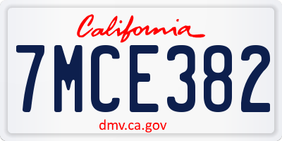 CA license plate 7MCE382