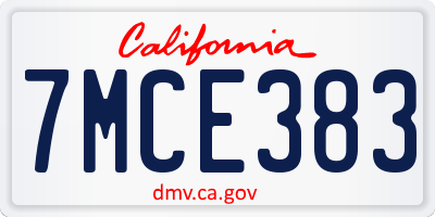 CA license plate 7MCE383