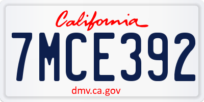 CA license plate 7MCE392