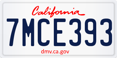 CA license plate 7MCE393