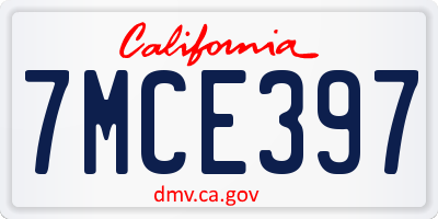 CA license plate 7MCE397