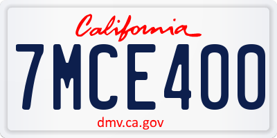 CA license plate 7MCE400