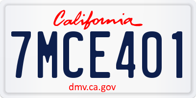CA license plate 7MCE401