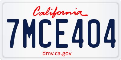 CA license plate 7MCE404