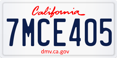 CA license plate 7MCE405