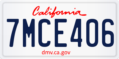 CA license plate 7MCE406