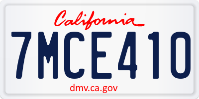 CA license plate 7MCE410