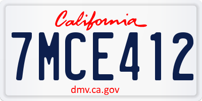CA license plate 7MCE412