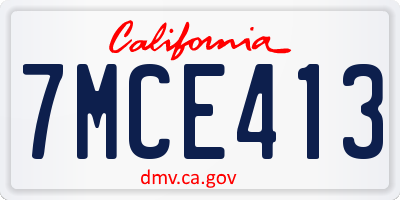 CA license plate 7MCE413