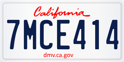 CA license plate 7MCE414