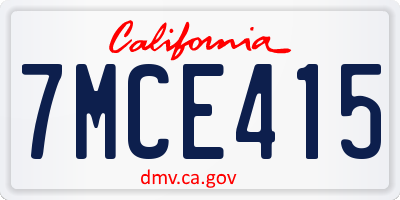CA license plate 7MCE415