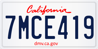 CA license plate 7MCE419