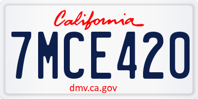 CA license plate 7MCE420