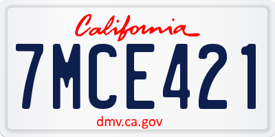 CA license plate 7MCE421