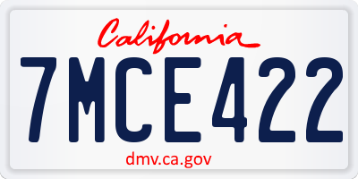 CA license plate 7MCE422