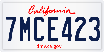 CA license plate 7MCE423