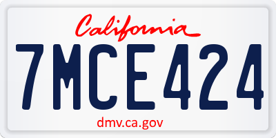 CA license plate 7MCE424