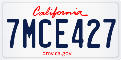 CA license plate 7MCE427