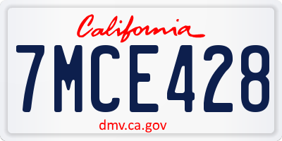 CA license plate 7MCE428