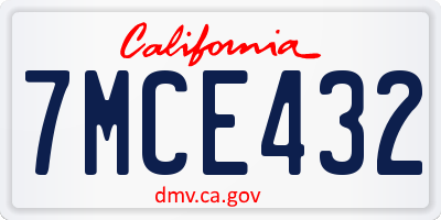 CA license plate 7MCE432