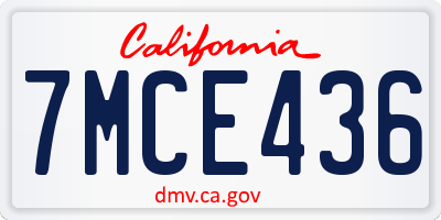 CA license plate 7MCE436