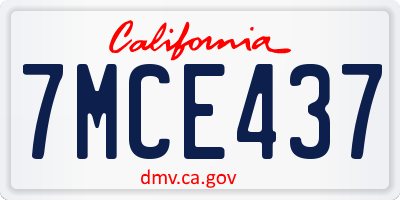 CA license plate 7MCE437