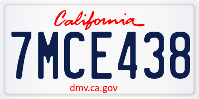 CA license plate 7MCE438