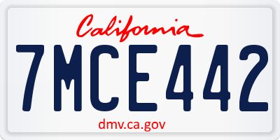 CA license plate 7MCE442