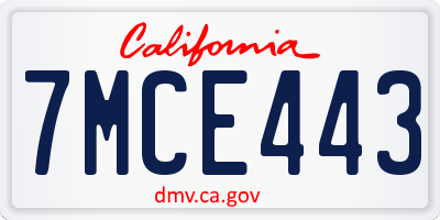 CA license plate 7MCE443
