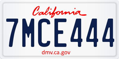 CA license plate 7MCE444