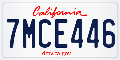 CA license plate 7MCE446