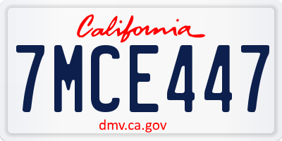 CA license plate 7MCE447