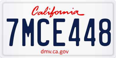 CA license plate 7MCE448