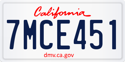 CA license plate 7MCE451
