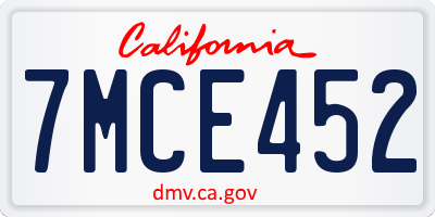 CA license plate 7MCE452