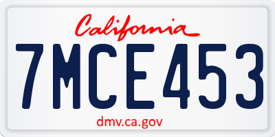 CA license plate 7MCE453
