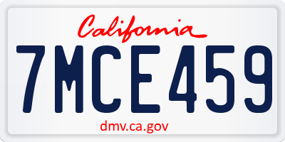 CA license plate 7MCE459