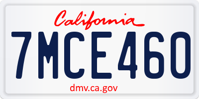 CA license plate 7MCE460