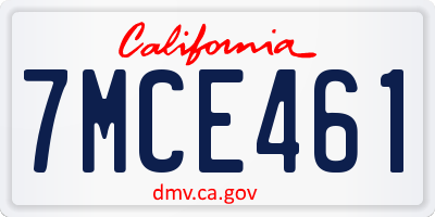 CA license plate 7MCE461