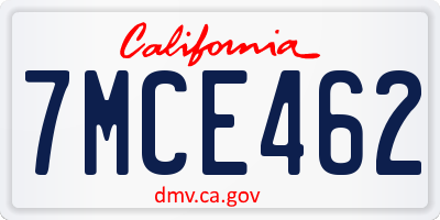 CA license plate 7MCE462