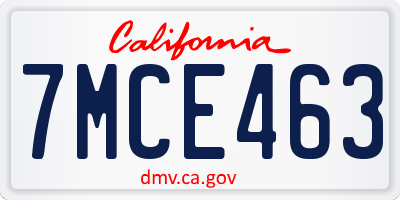 CA license plate 7MCE463