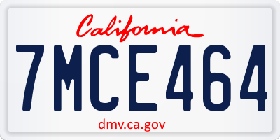 CA license plate 7MCE464