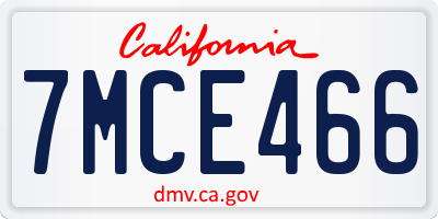 CA license plate 7MCE466
