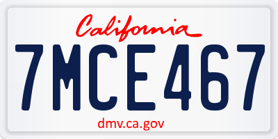 CA license plate 7MCE467